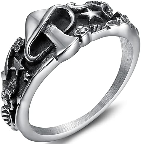 SAINTHERO Men's Vintage Stainless Steel Band Rings Gothic Devil